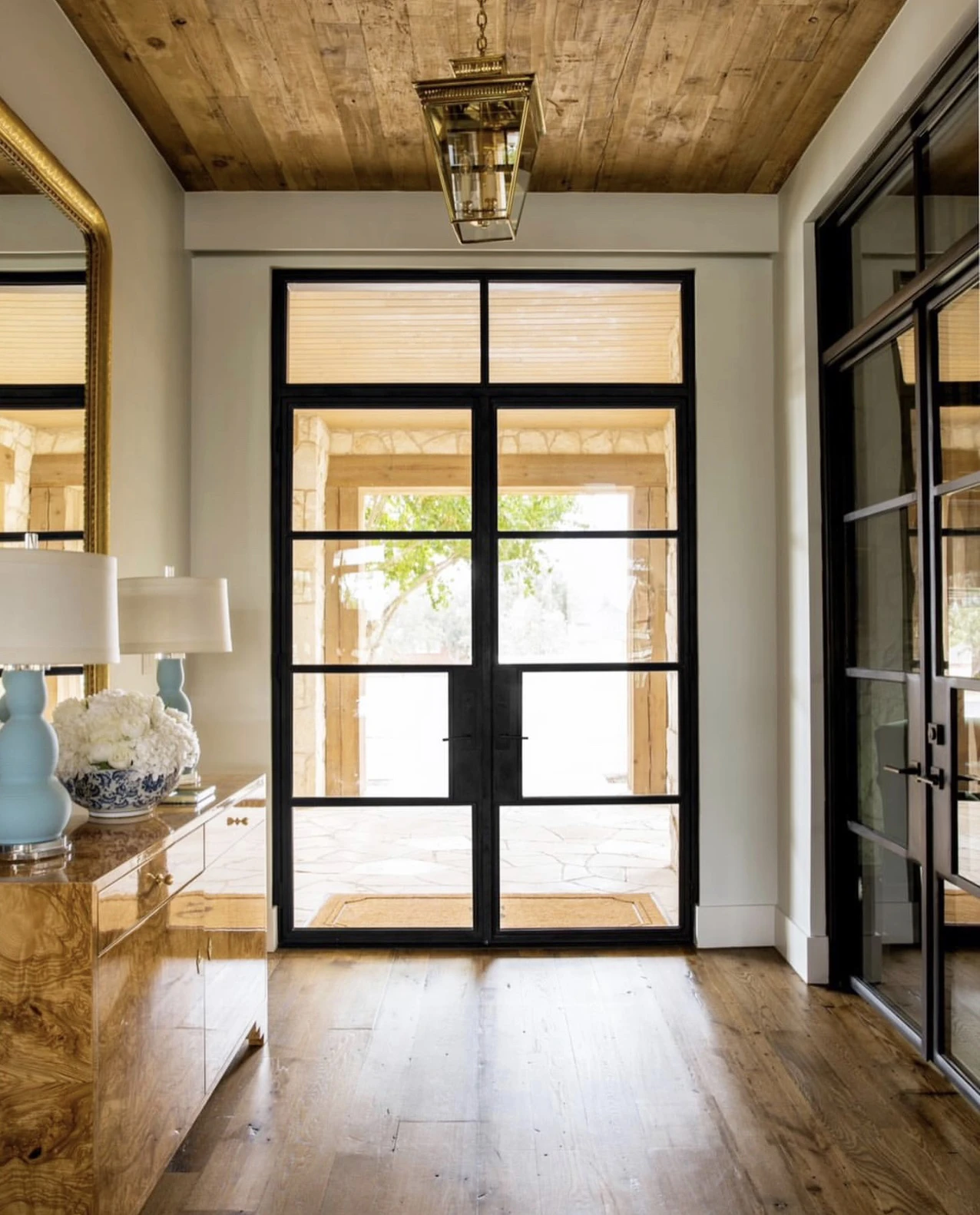 metal and glass front door of home